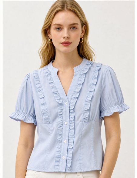 Blusa rayas volantes fruncidos
