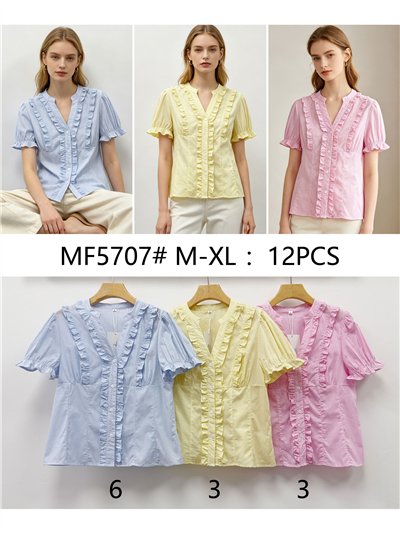 Blusa rayas volantes fruncidos 2