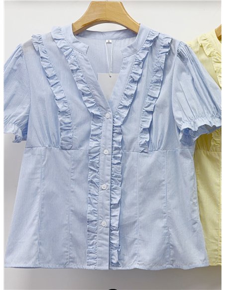 Blusa rayas volantes fruncidos