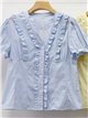 Blusa rayas volantes fruncidos