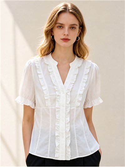 Blusa popelín con volantes