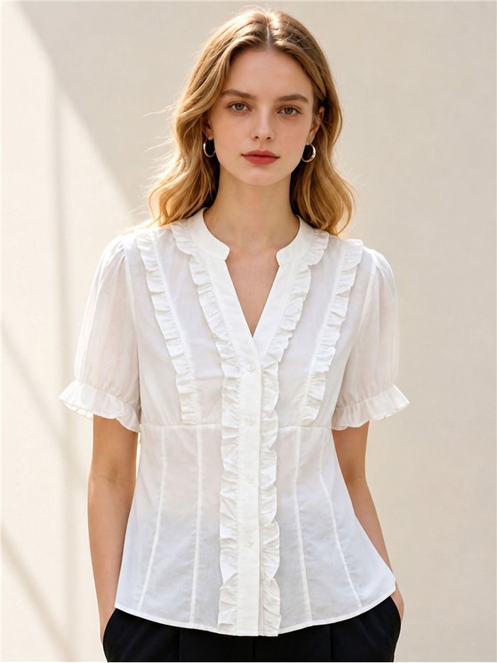 Blusa popelín con volantes
