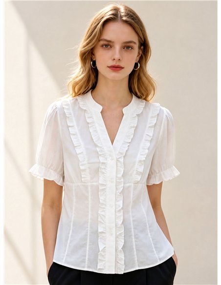 Blusa popelín con volantes