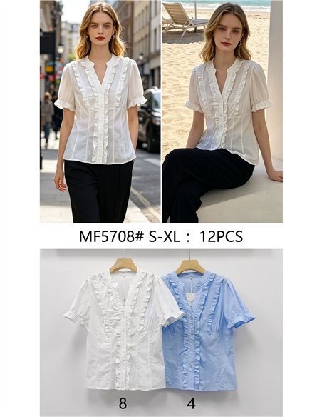 Blusa popelín con volantes
