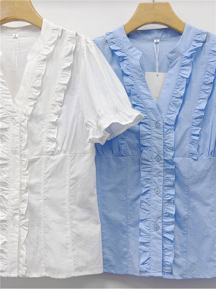 Blusa popelín con volantes
