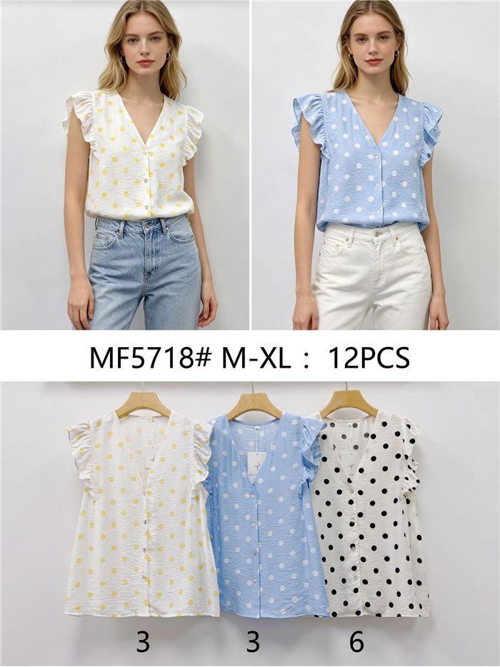 Blusa lunares manga volante