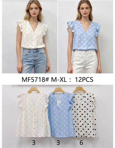 Blusa lunares manga volante