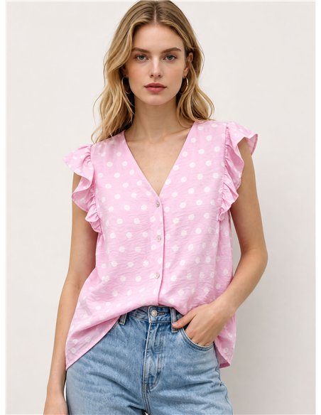 Blusa lunares manga volante