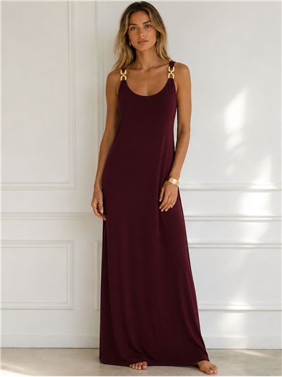 Ring-detail maxi strap dress