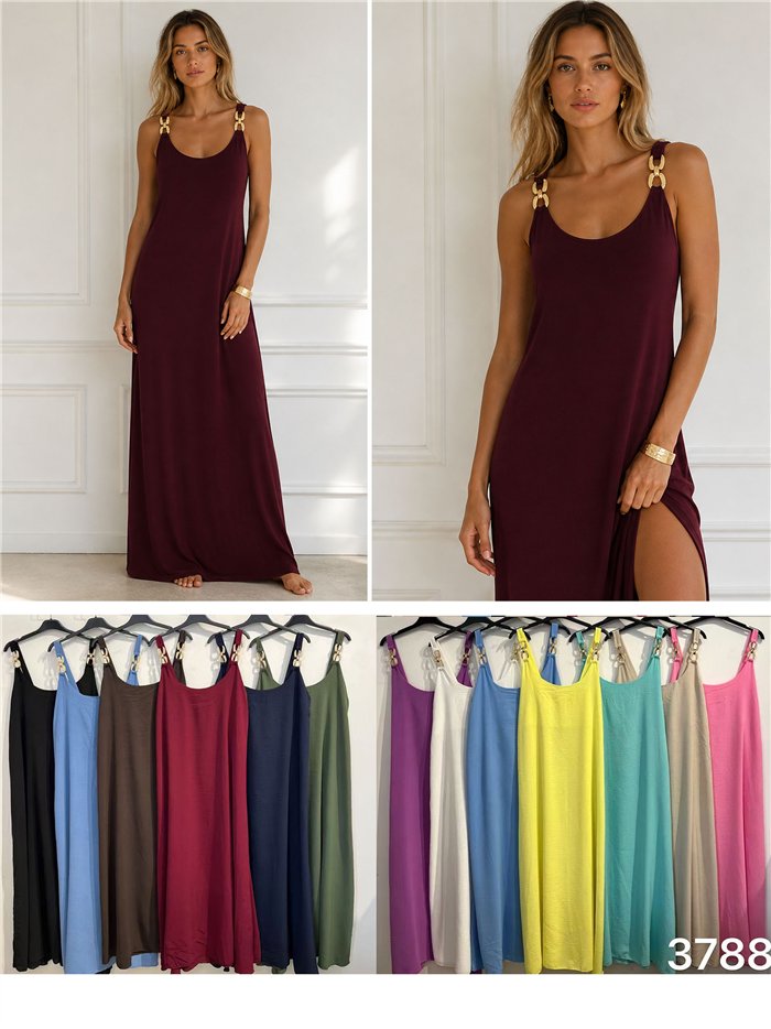 Robe longue à bretelles avec détail cerceau
