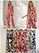 Conjunto de blusa de lycra com estampa ondulada, colar e calça.