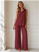 Plus size striped shirt and wide-leg trouser set