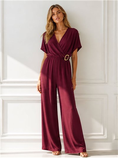 Buckle-detail wrap jumpsuit