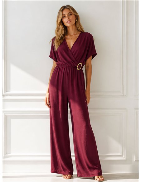 Buckle-detail wrap jumpsuit