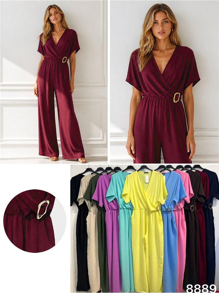 Buckle-detail wrap jumpsuit