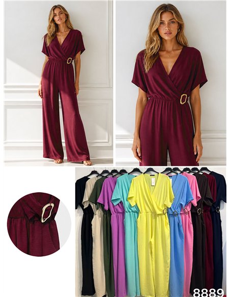 Buckle-detail wrap jumpsuit