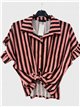 Ruffled tie-front striped shirt