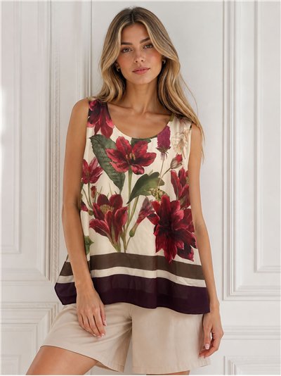 Oversized floral printed chiffon blouse