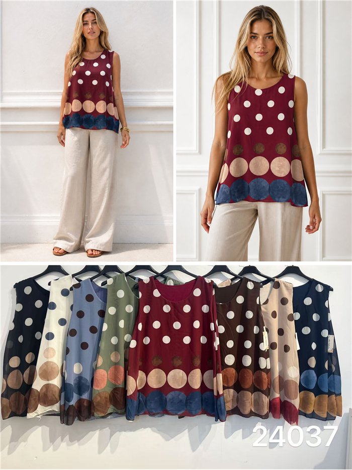 Weite Chiffonbluse mit Polka-Dots