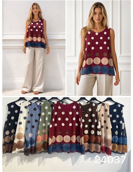 Weite Chiffonbluse mit Polka-Dots