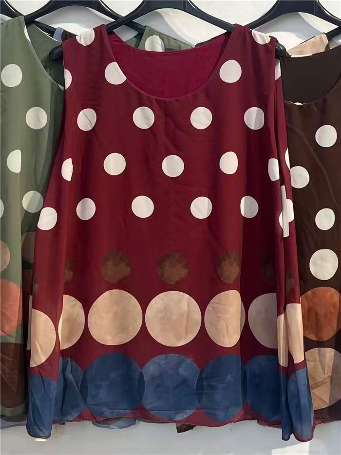 Weite Chiffonbluse mit Polka-Dots