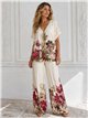 Plus size floral lycra blouse and trousers set
