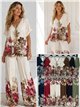Plus size floral lycra blouse and trousers set