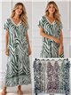 Zebra printed V-neck lycra midi dress