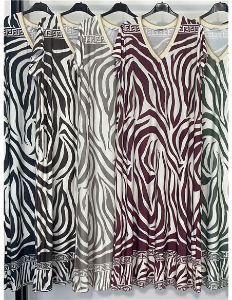 Zebra printed V-neck lycra midi dress