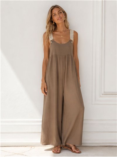 Lace-strap palazzo jumpsuit