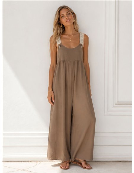 Lace-strap palazzo jumpsuit