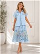 Linen effect oversized floral shirt and sleeveless midi dress set