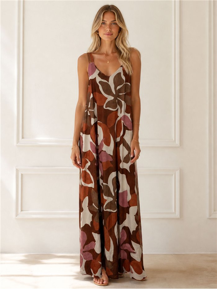 Vestido longo com estampa floral