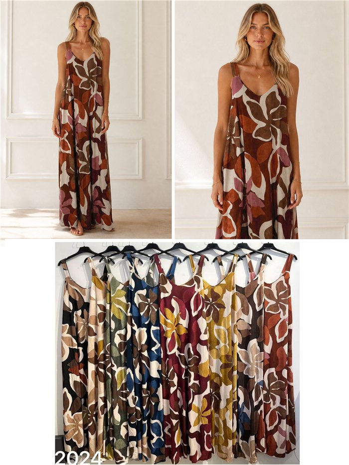 Vestido longo com estampa floral