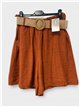 Shorts fluidos com cinto de ráfia