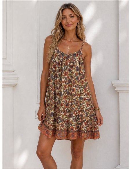 Robe courte fleurie à bretelles