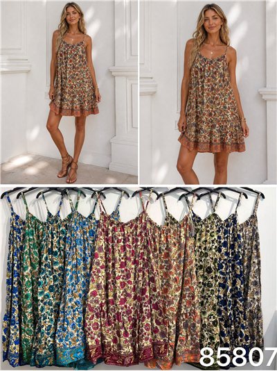 Floral strappy short dress 2