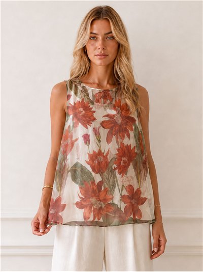 Floral printed chiffon blouse