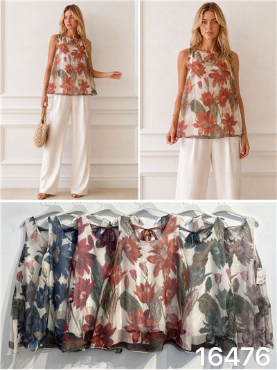 Floral printed chiffon blouse 2