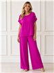 Plus size blouse with buttons and wide leg trouser set