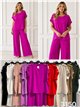 Plus size blouse with buttons and wide leg trouser set