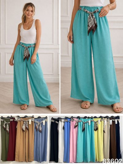 Fluid palazzo trousers with scarf belt 2