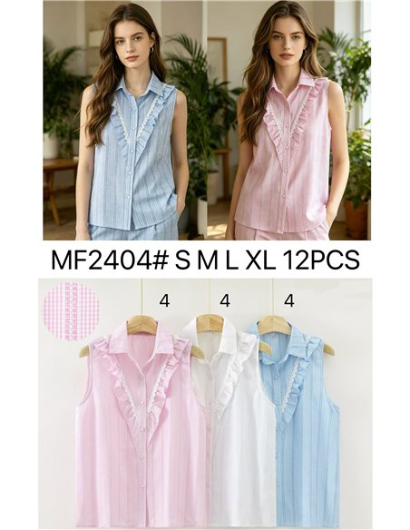 Camisa vichy sin mangas con volantes