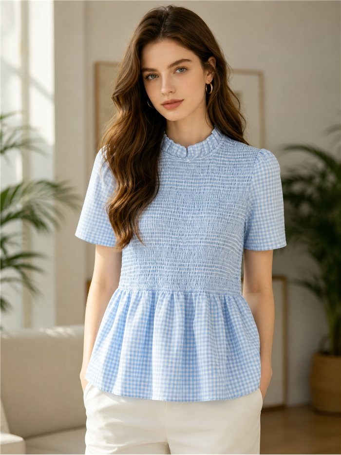 Blusa vichy nido de abeja