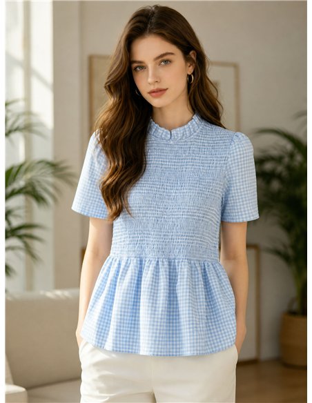 Blusa vichy nido de abeja