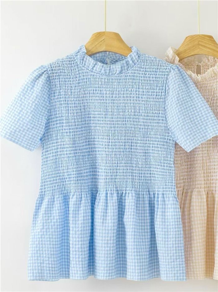 Blusa vichy nido de abeja