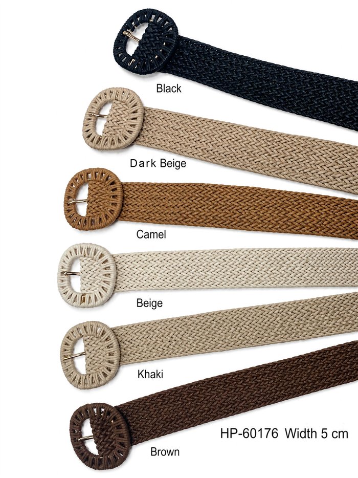 Ceinture large tressée avec boucle recouverte