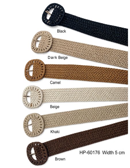Ceinture large tressée avec boucle recouverte