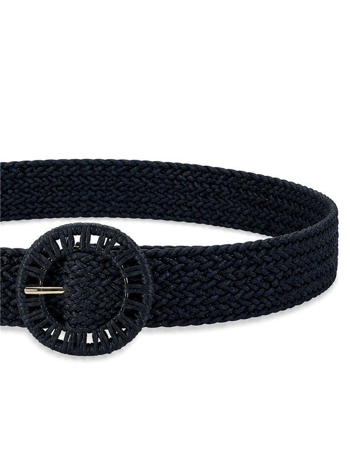 Ceinture large tressée avec boucle recouverte