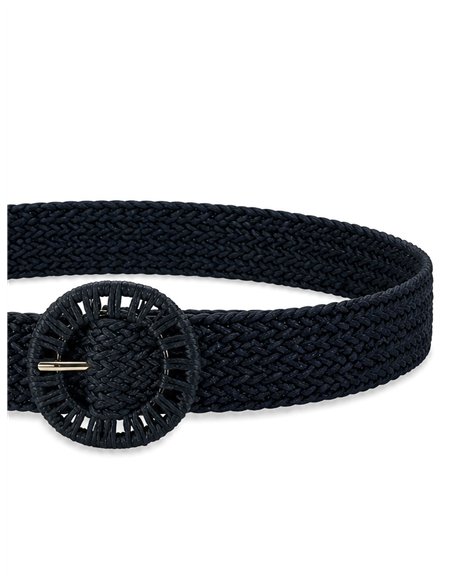 Ceinture large tressée avec boucle recouverte